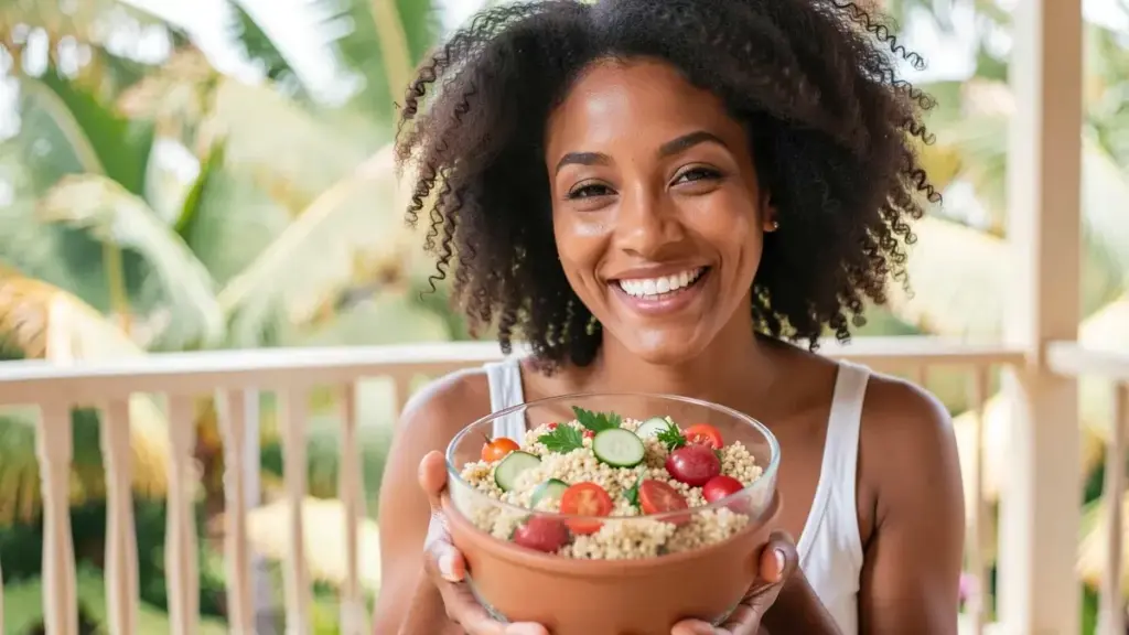 Salada de quinoa: receita fácil que fica soltinha e aguenta a marmita Salada de quinoa: receita fácil que fica soltinha e aguenta a marmita